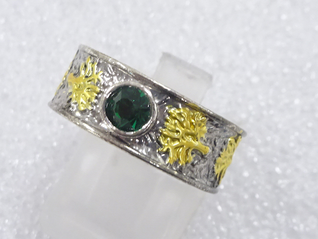 JAPANESE KIMONO / ANTIQUE COLORED STONE RING (SIZE 13.5)
